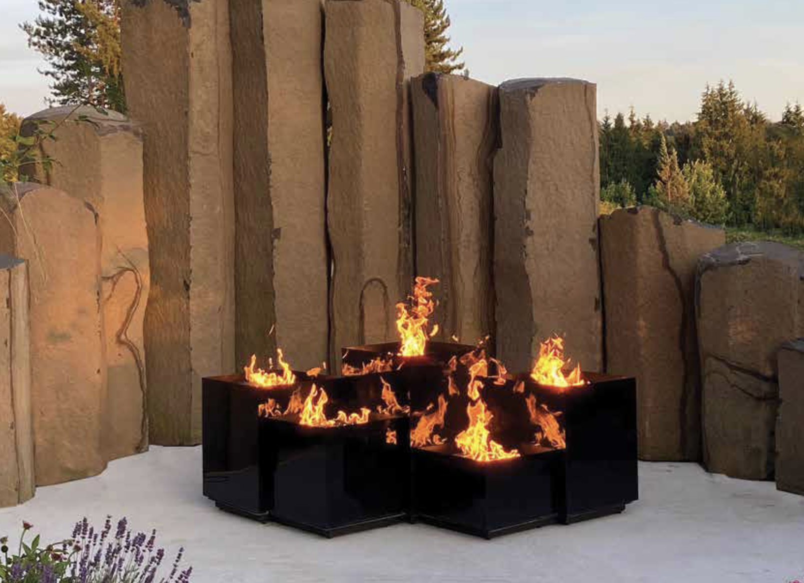 Southern Coast Fireplaces Fire Garden Prism Outdoor Fire Sculpture Outdoor fire feature pool fire feature fire bowl glass fire bowl